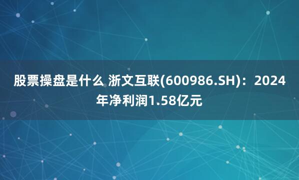 股票操盘是什么 浙文互联(600986.SH)：2024年净利润1.58亿元