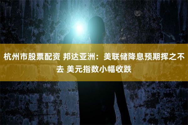 杭州市股票配资 邦达亚洲：美联储降息预期挥之不去 美元指数小幅收跌